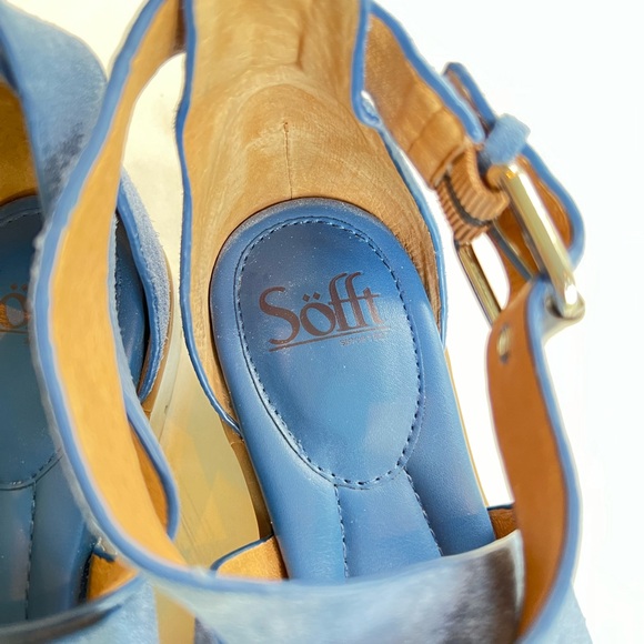 Sofft Mirabelle Blue Suede Sandal with Side Buckle Size 8.5 - Picture 13 of 14